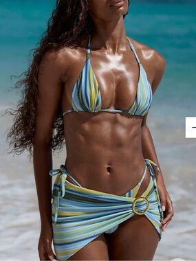 Monday Swimwear Sardinia Stripe Azure 2 piece Bikini Set